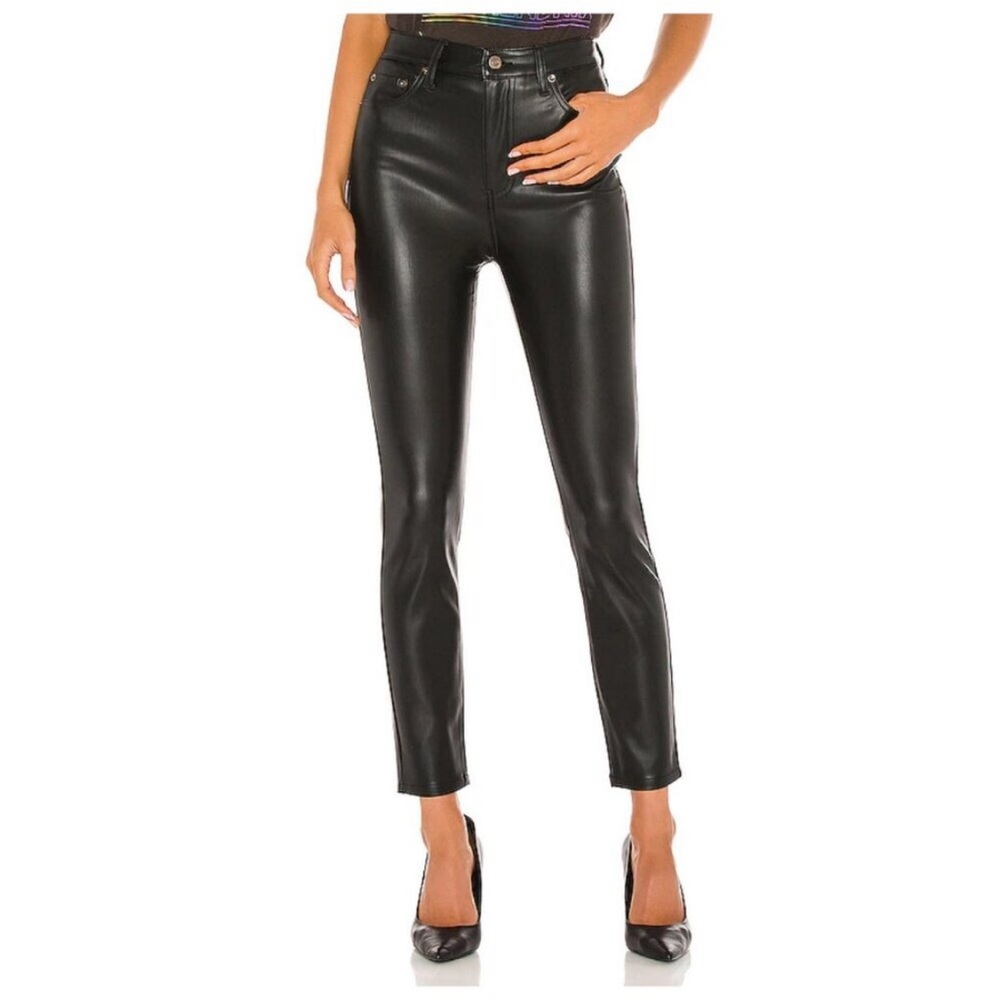 Pistola Black Onyx Aline High Rise Skinny Faux Leather Pants sz 26